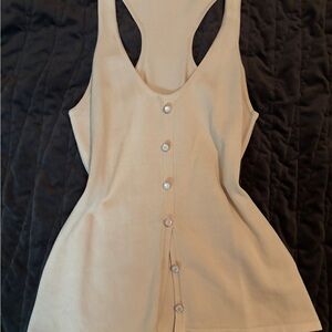 Meshki Beige Button-Front Tank Top